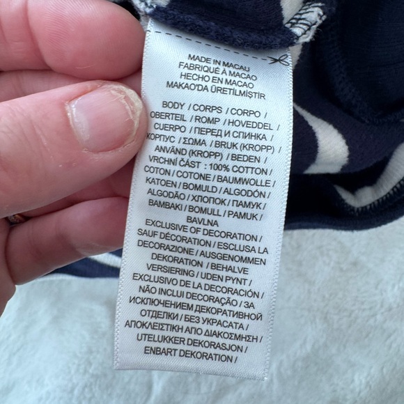 Ralph Lauren baby navy blue and white stripe cotton polo collared sweater 6 mos - Picture 5 of 5